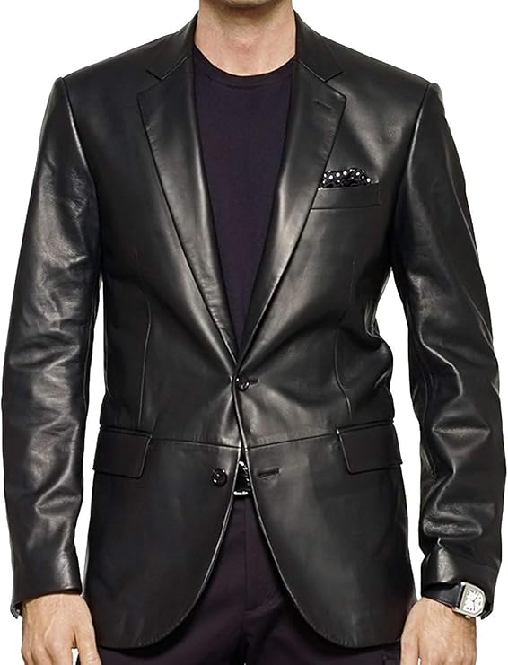 Men's Low-Stance 2-Button Leather Blazer