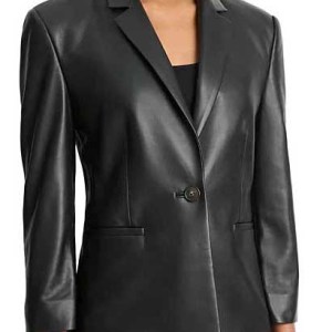 Women’s 1-Button Leather Blazer