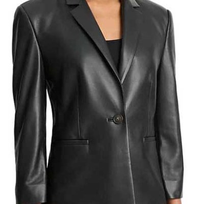 Women’s 1-Button Leather Blazer