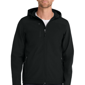 J335_BLACK_MODEL_FRONT Men’s Hooded Soft Shell Jacket