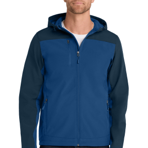 J335_NIGHT SKY BLUE_DRESS BLUE NAVY_MODEL_FRONT Men’s Hooded Soft Shell Jacket