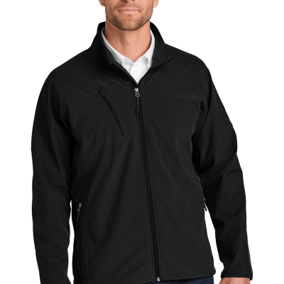 Men’s Textured Soft Shell Jacket, Water-Resistant & Customizable