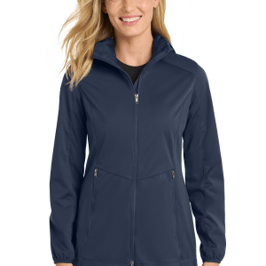 L719_DRESS BLUE NAVY_MODEL_FRONT Women’s Hooded Soft Shell Jacket