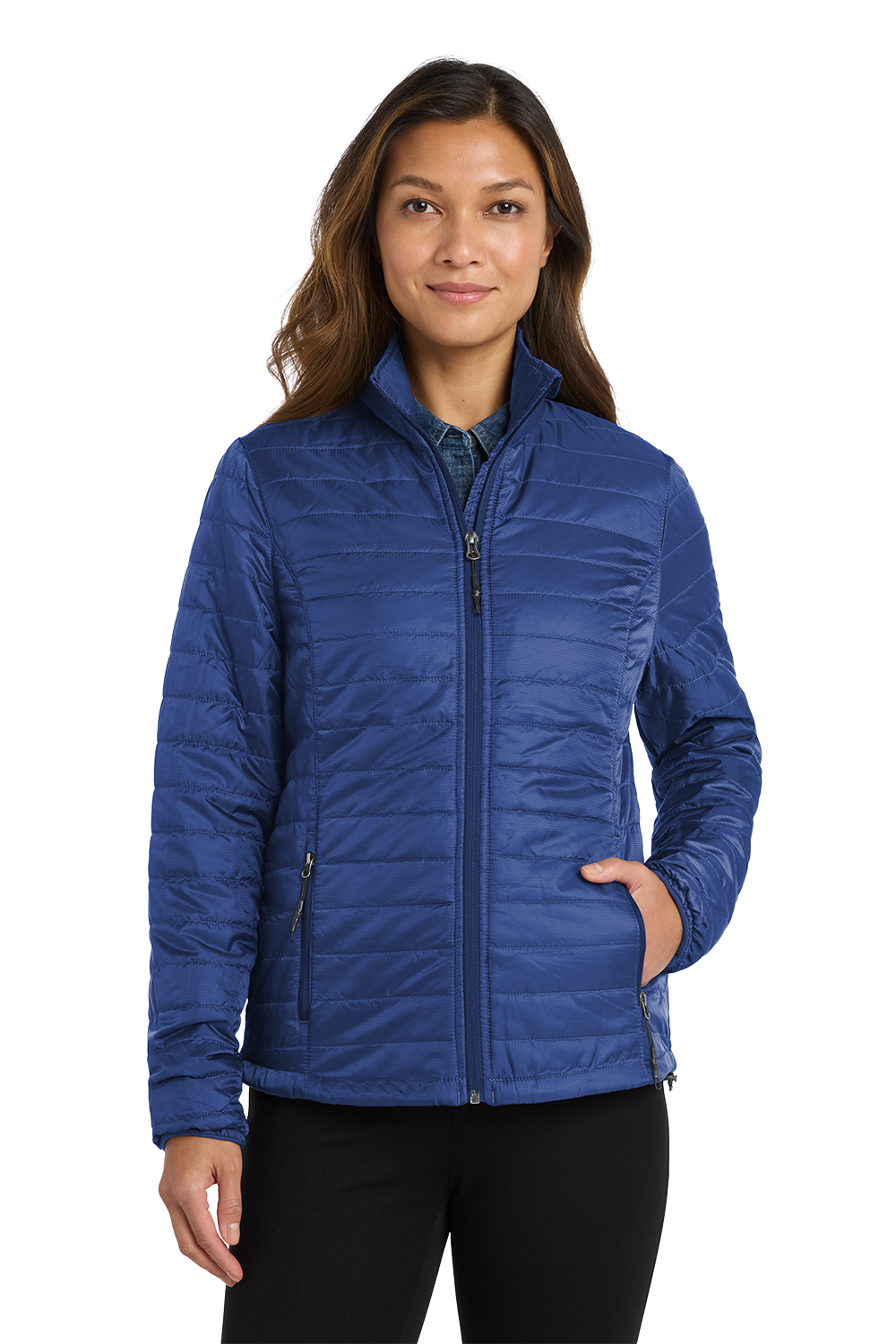 L850_COBALT BLUE_MODEL_FRONT Women’s Packable Puffy Jacket