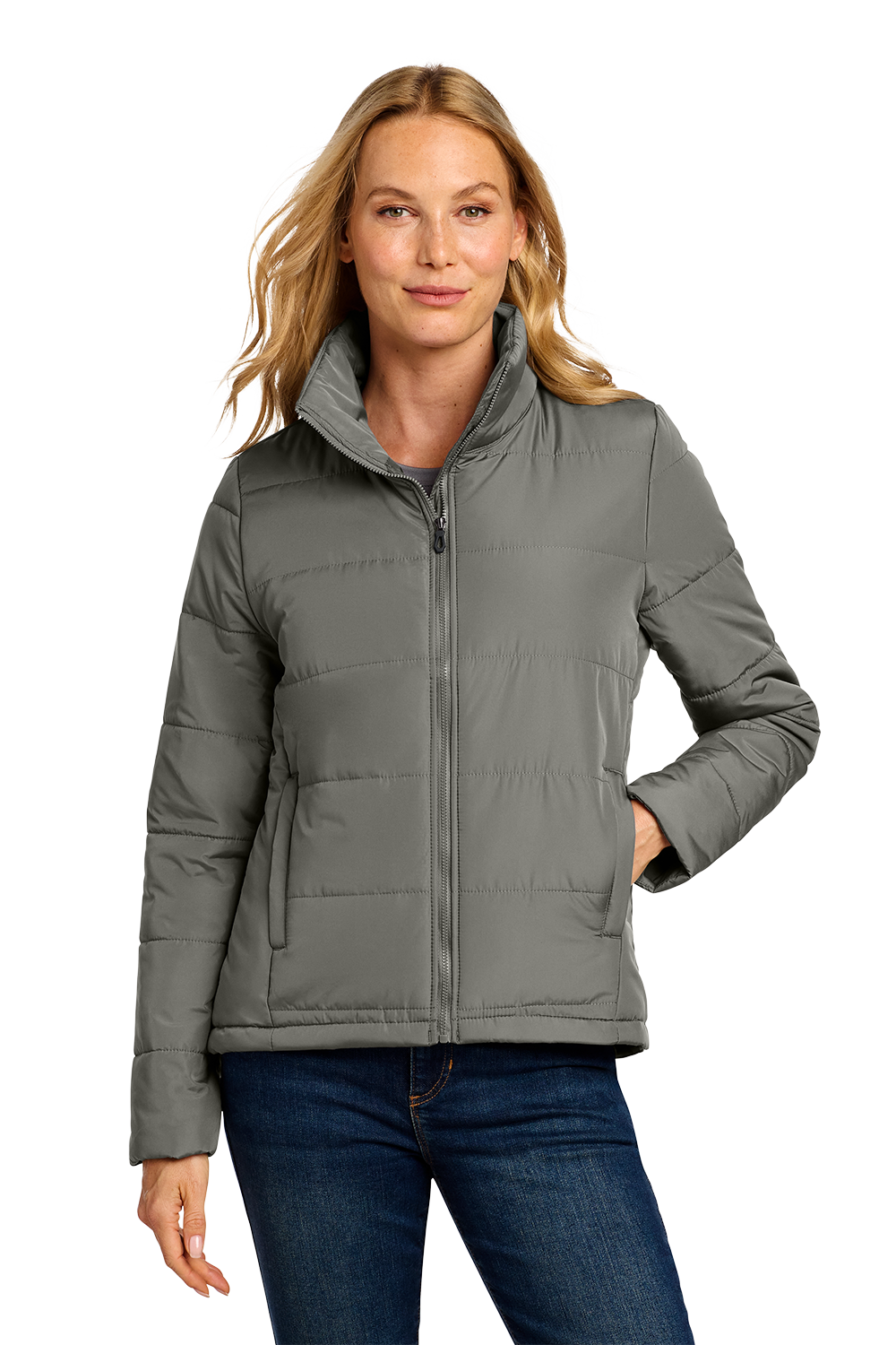 L852_SHADOW GREY_MODEL_FRONT Women’s Insulated Puffer Jacket