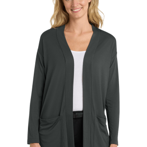 LK5434_GREY SMOKE_MODEL_FRONT Women’s Long Pocket Cardigan