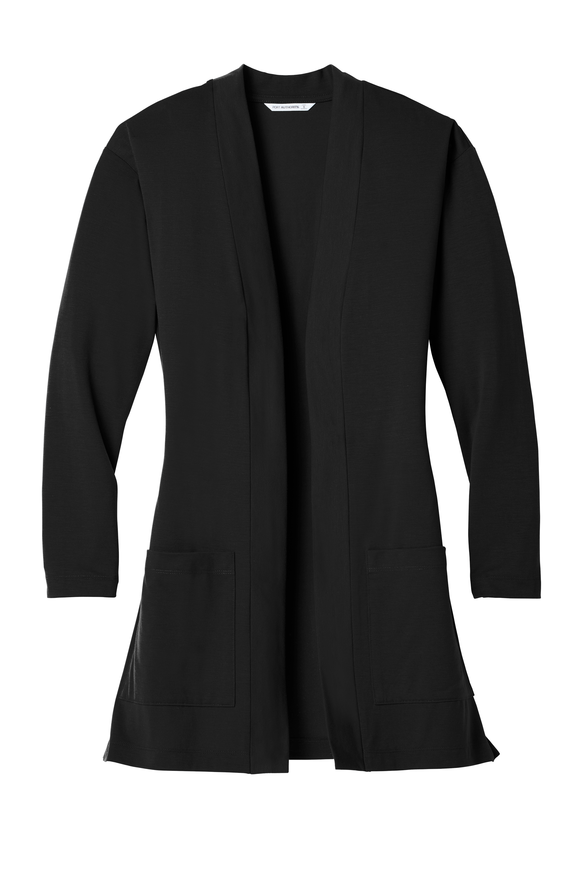 LK5434_black_flat_front Women’s Long Pocket Cardigan
