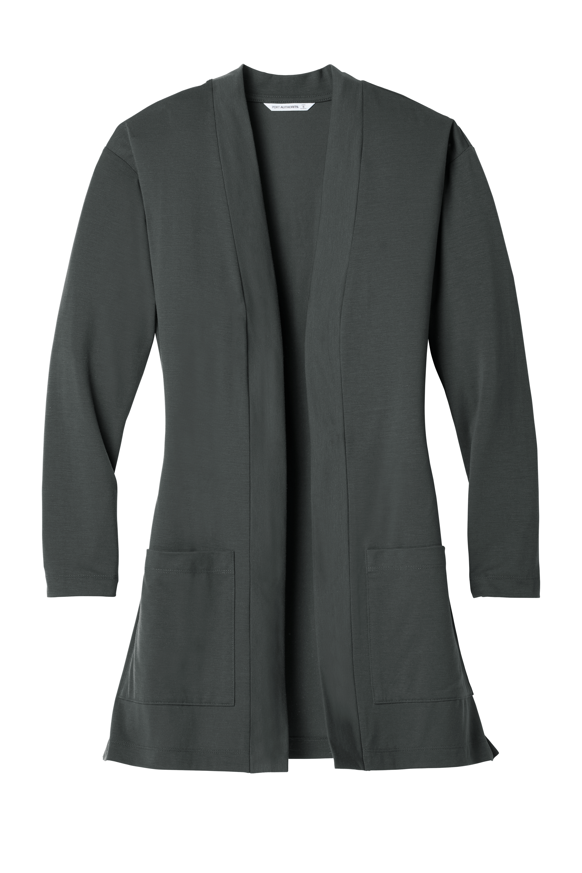 LK5434_greysmoke_flat_front Women’s Long Pocket Cardigan