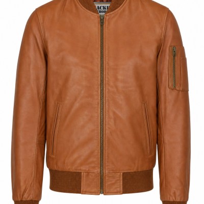 Men’s MA-1 Bomber Pilot Leather Jacket (with sleeve pocket)
