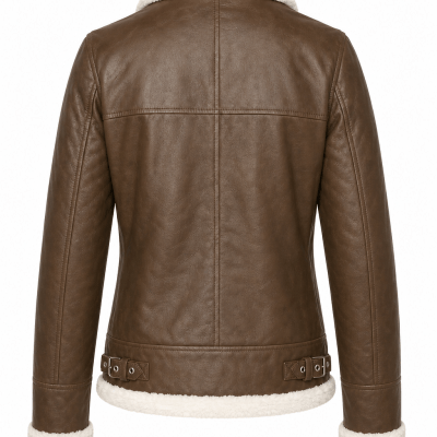 Women’s B-3 Bomber Pilot Leather Jacket (2 straps)