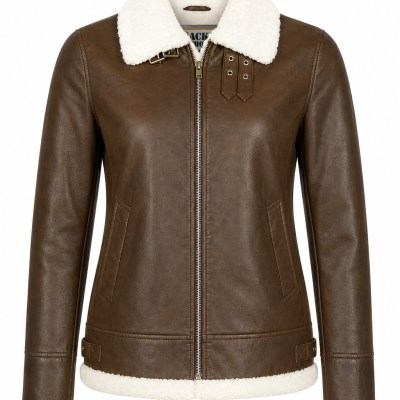 Women’s B-3 Bomber Pilot Leather Jacket (2 straps)