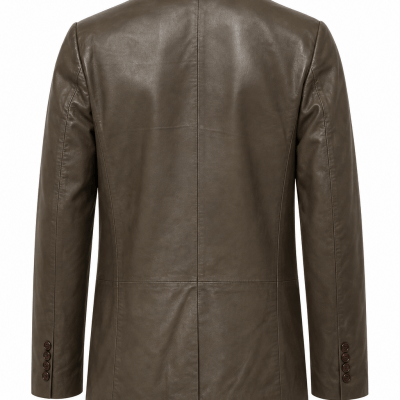 Men’s 2-Button Invisible St. Leather Blazer