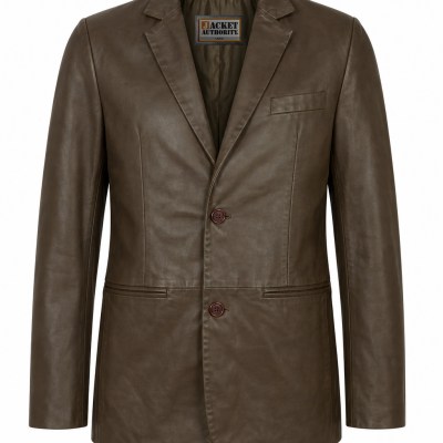 Men’s 2-Button Invisible St. Leather Blazer