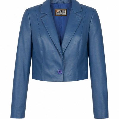 Women’s blazer-style cropped Leather Jacket