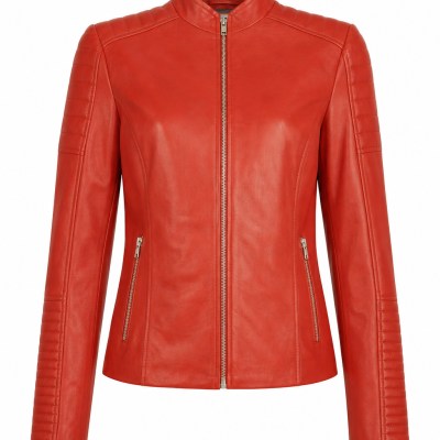 Women’s Cafe Racer Quilted Leather Jacket