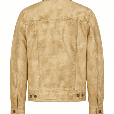 Men’s vintage flap-pocket trucker Leather Jacket