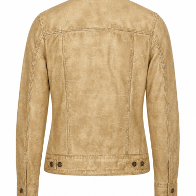Women’s vintage flap-pocket trucker Leather Jacket